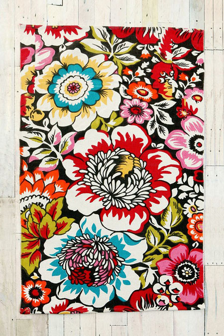 Urban Outfitters rug kitchen floral flowers bright print
