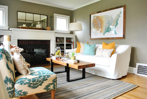 Restored Style living room with map