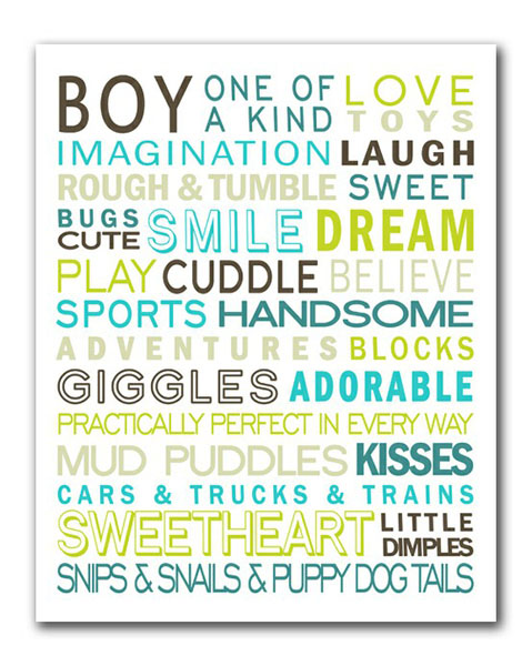 Boy green blue free printable subway art