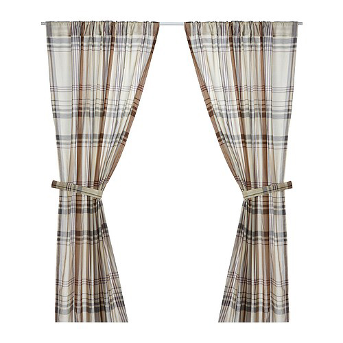 Benzy curtains from Ikea - brown and beige plaid patterned curtains