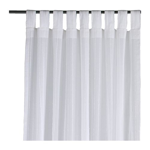 White tab top sheer curtains with subtle stripe from Ikea - Matilda