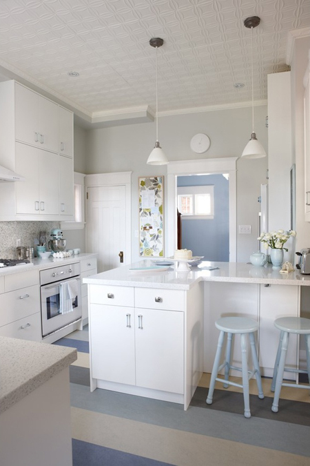 Sarah Richardson gray and white and blue kitchen 