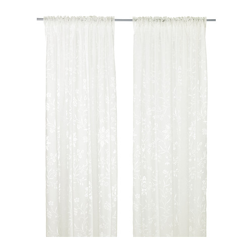 Sheer floral white curtains from Ikea