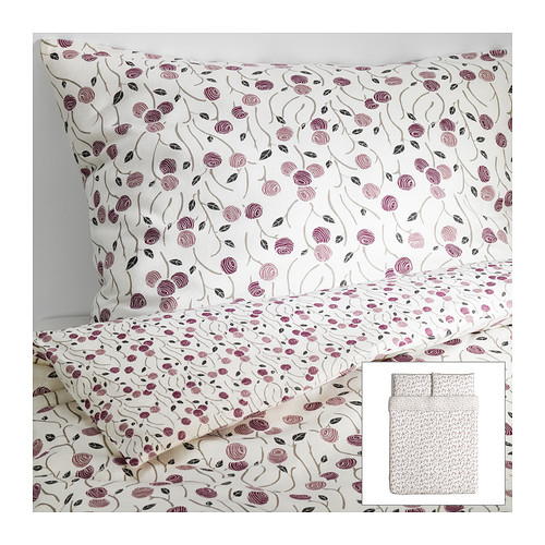 Purple and white flowered duvet cover bedding via Ikea