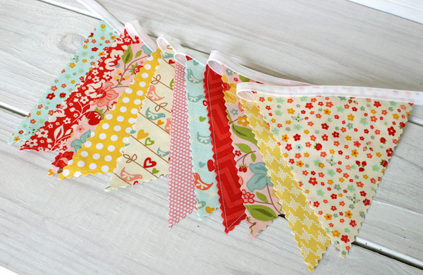 Yellow coral teal girl's nursery bunting flags