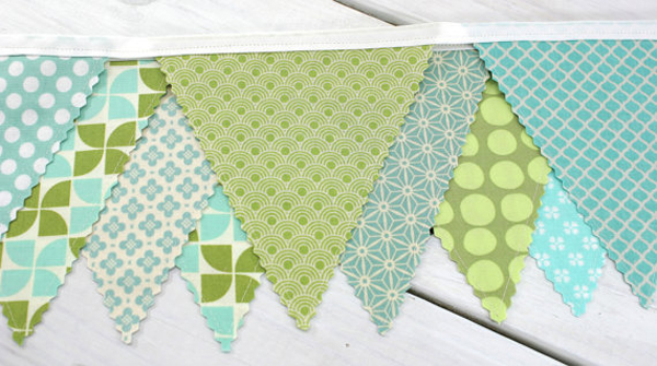 Boys nursery bunting flags in green teal and mint